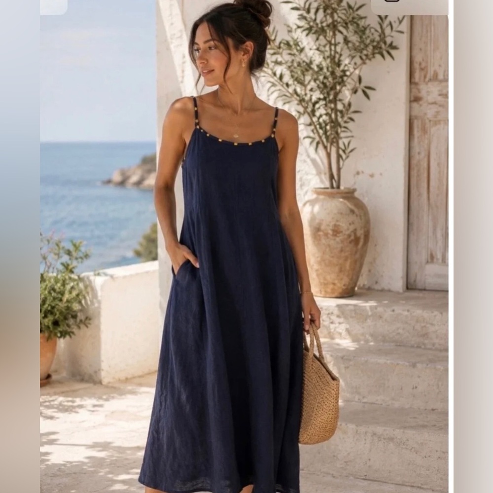 New Calypso st. Barth linen blend sleeveless midi dress XS